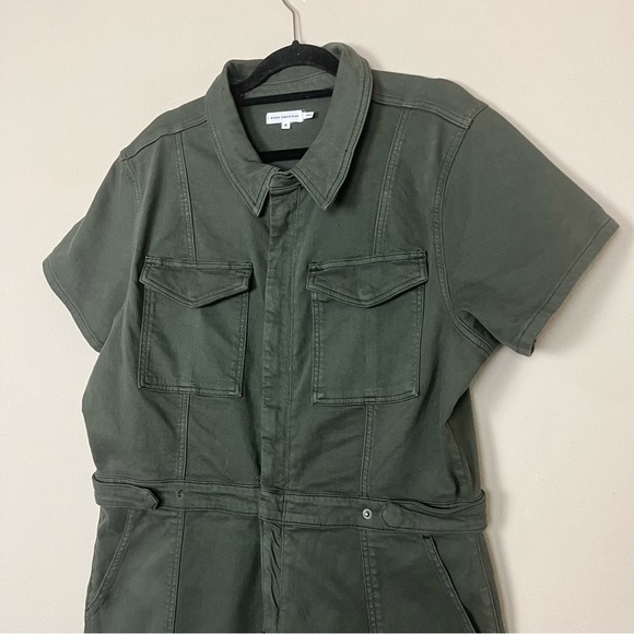 Good American Fit for Success Short Sleeve Forest Green Denim Jumpsuit - Picture 8 of 15